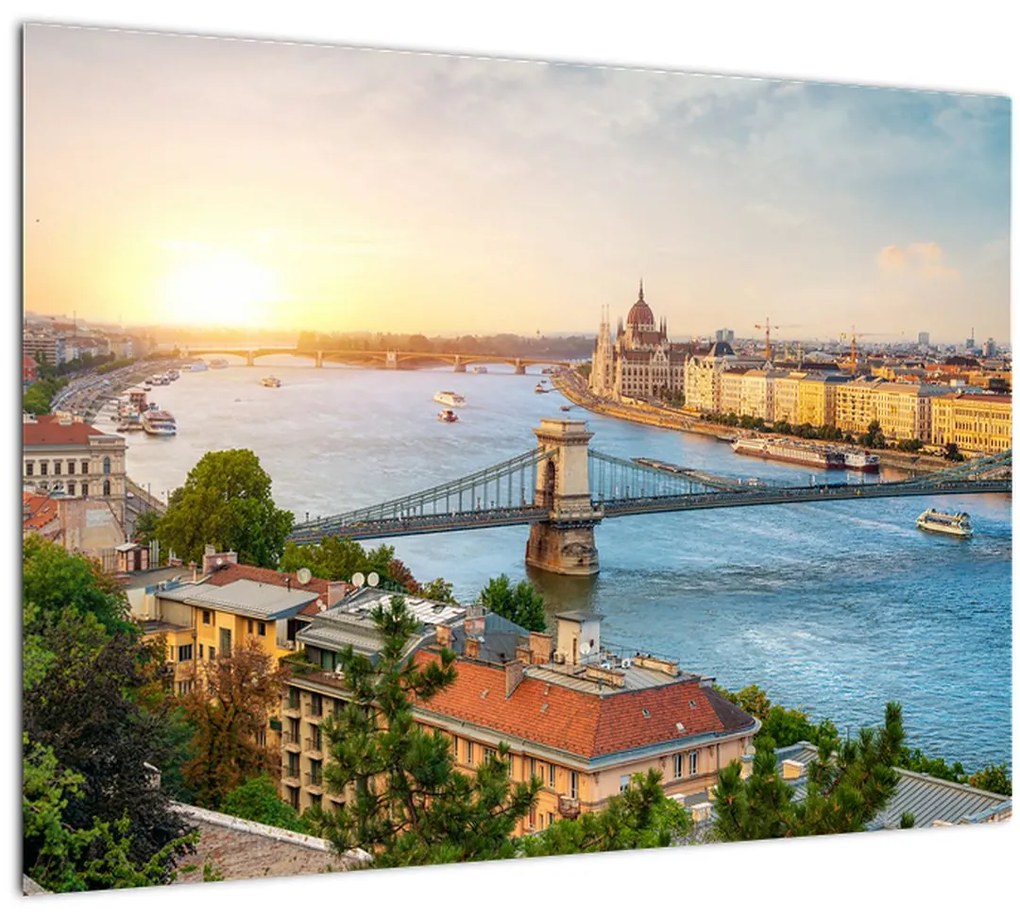 Obraz mesta Budapešť s riekou (70x50 cm)