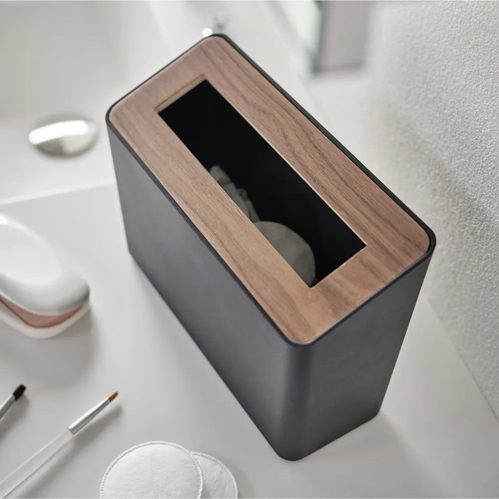 Čierny stolový kôš na odpadky Yamazaki Rin, 2,3 l