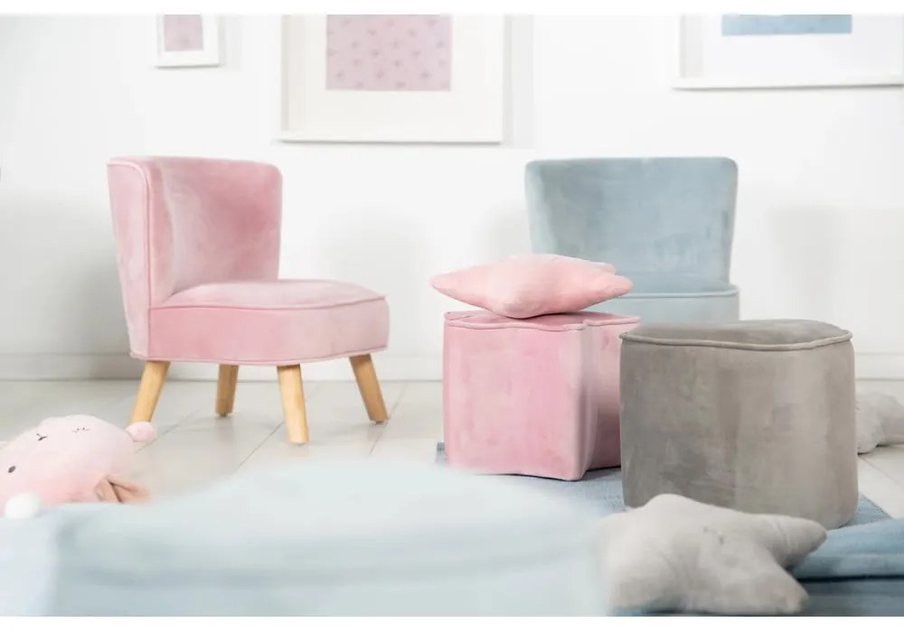 Svetloružové zamatové detské kresielko Lil Sofa – Roba