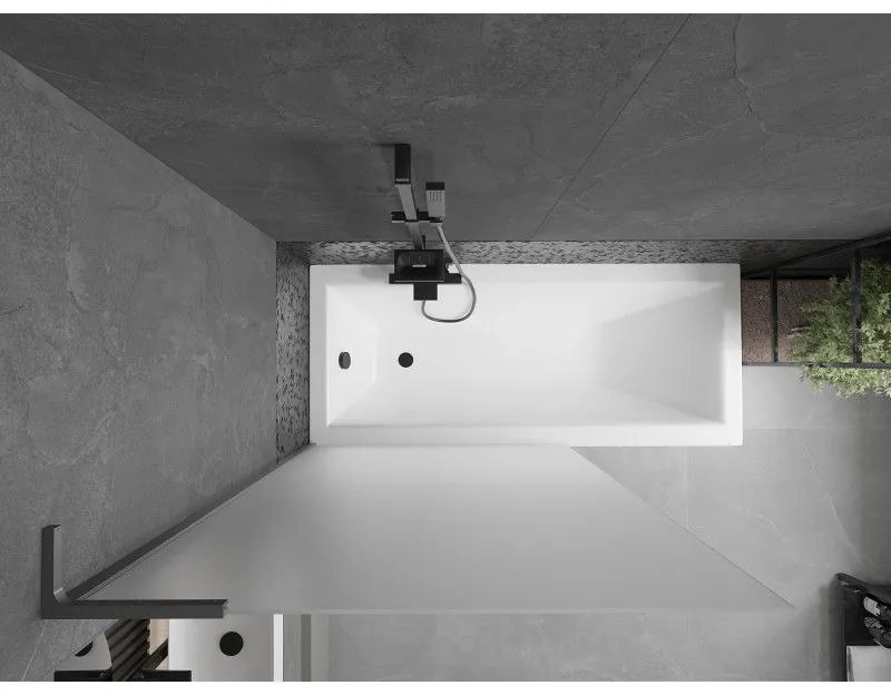 Mexen Next L, 1-krídlová vaňová zástena 100 x 150 cm, 6mm sklo námraza, grafitový profil, 895-100-000-03-30-95