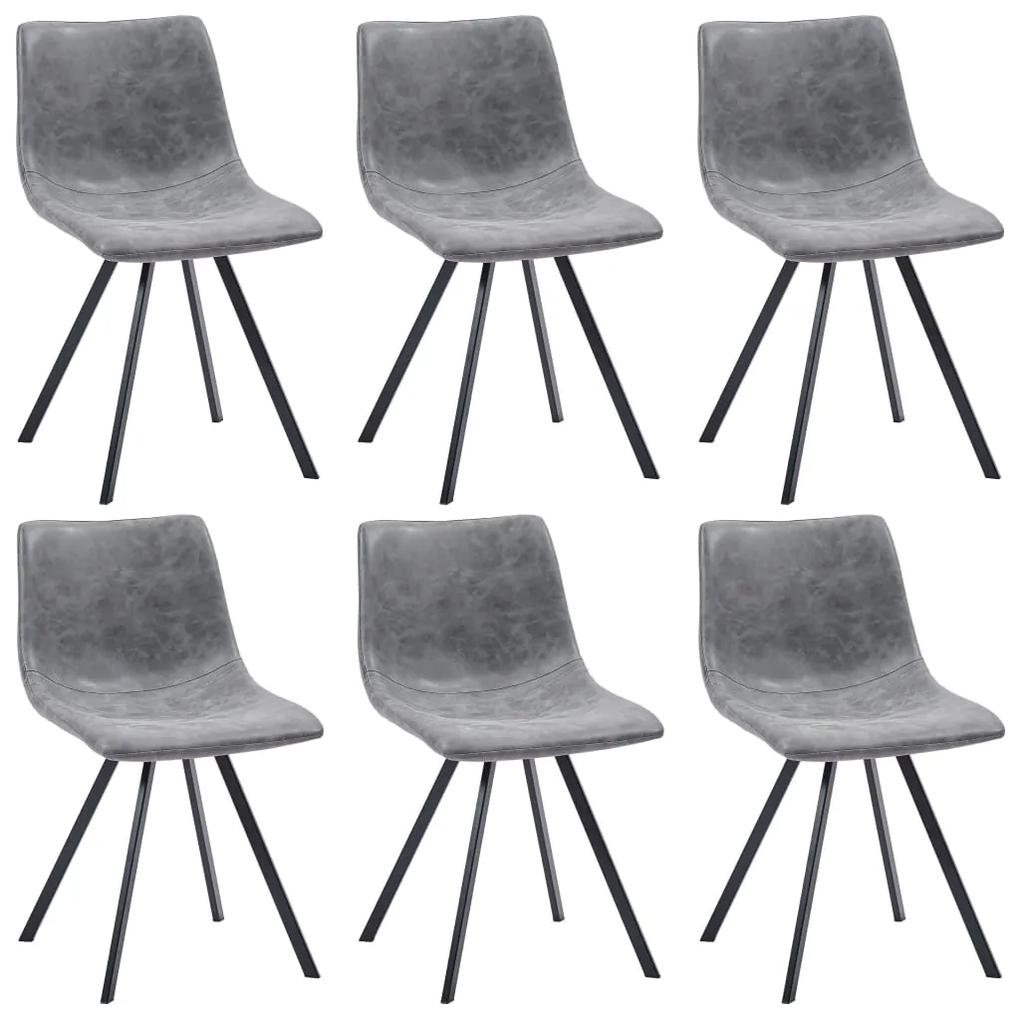 vidaXL Jedálenské stoličky 6 ks, sivé, umelá koža