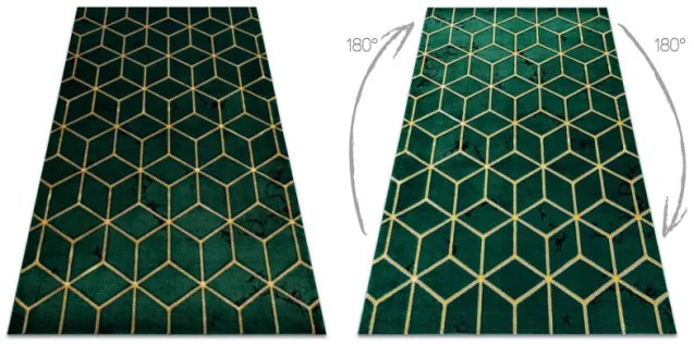 Koberec EMERALD exkluzívny 1014 glamour, styl kocka fľaškovo zelený / zlatý