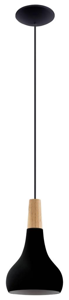 EGLO Závesné moderné osvetlenie SABINAR, 1xE27, 40W, čierne, 18cm, okrúhle