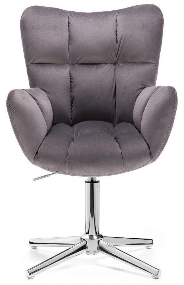 LuxuryForm DESIGN Otočné kreslo AURORA VELUR na striebornom kríži - tmavosivé