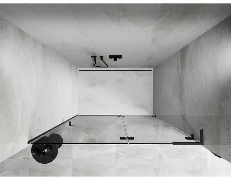 Mexen, Mexen Lunar L pravé otočné sprchové dvere 140 cm, transparentné, pištoľový kov - 834L-140-000-95-00-P