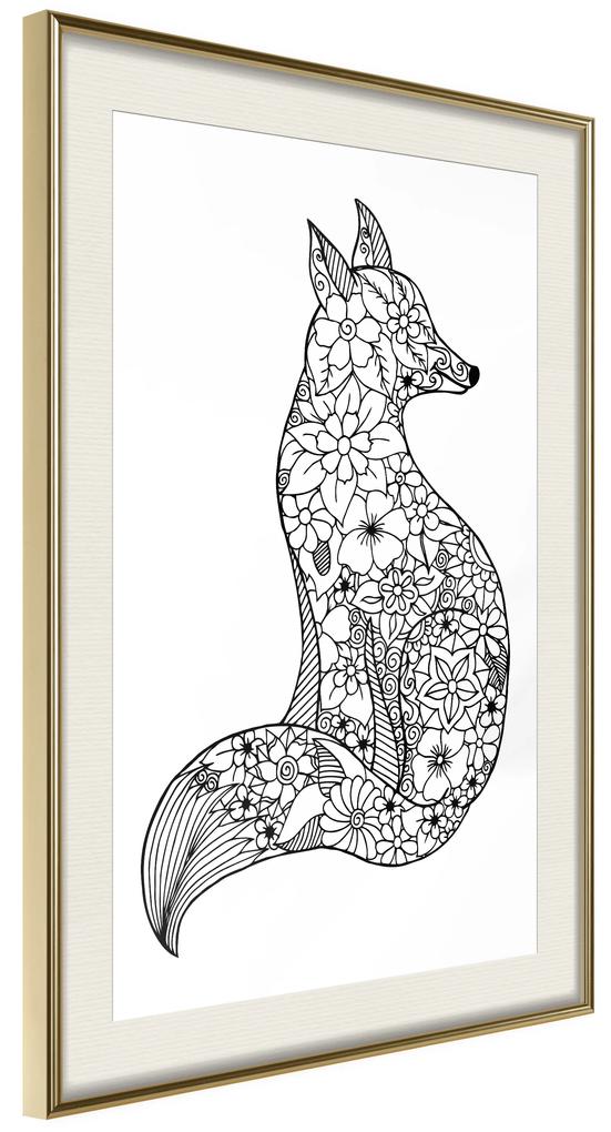 Artgeist Plagát - Flower Fox [Poster] Veľkosť: 20x30, Verzia: Zlatý rám