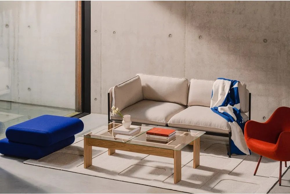 Konferenčný stolík so sklenenou doskou v prírodnej farbe 86x132 cm Naiko – noo.ma