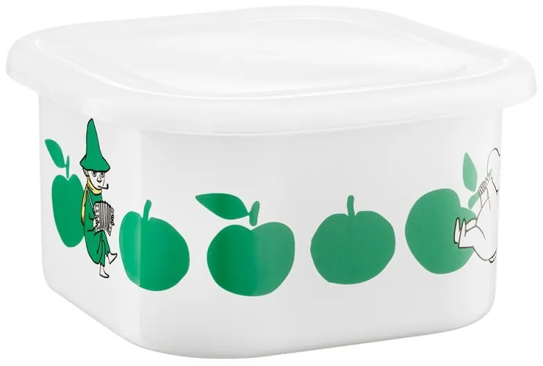 Dóza s vrchnákom Moomin Joyful Apples 1,5l, smalt / bielo-zelená