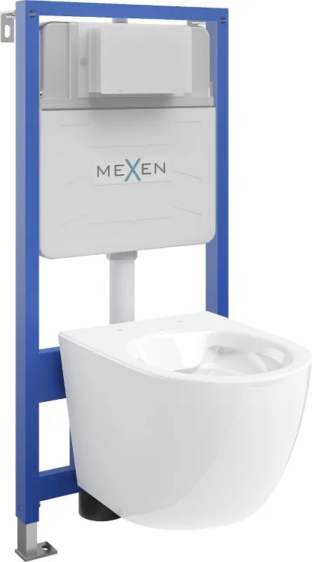 Mexen podomietková WC súprava rám Fenix Slim s WC misou Lena, biely lesk - 6103322XX00