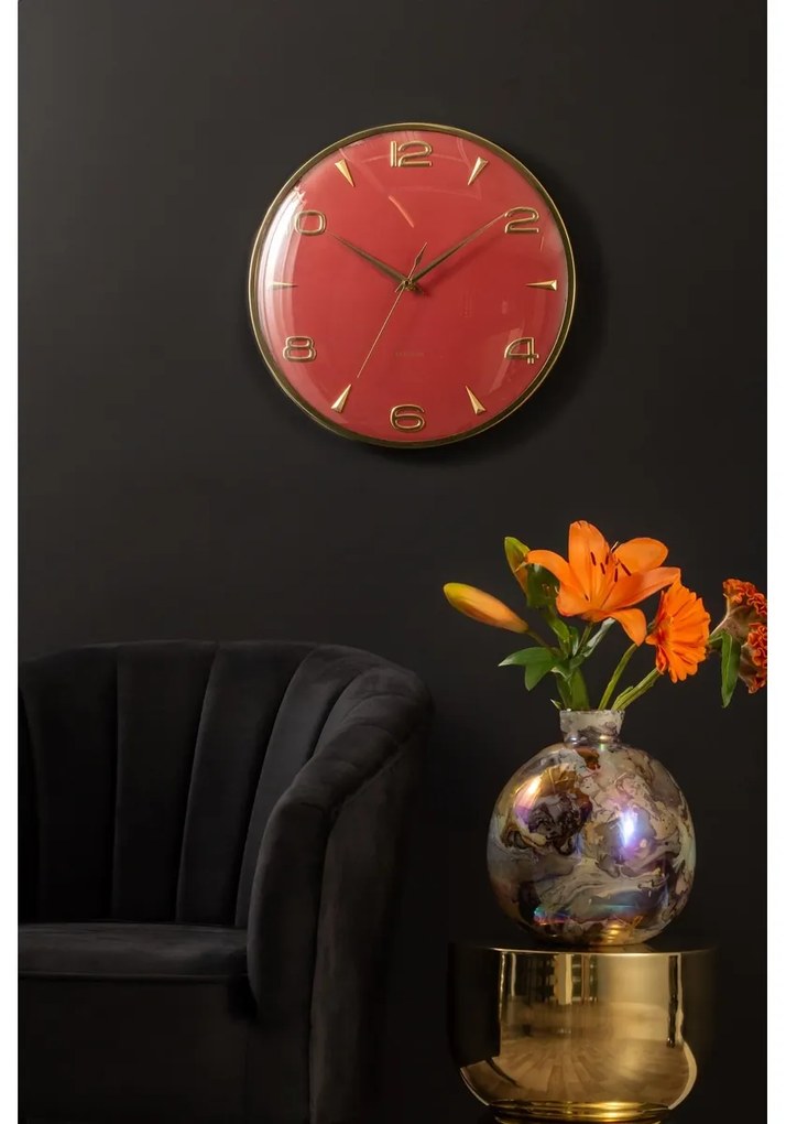 Karlsson 6017RD dizajnové nástenné hodiny červená,pr.  40 cm