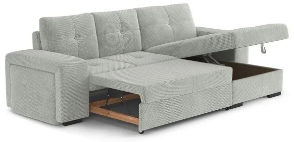 Rozkladacia sedačka s úložným priestorom a taburetom PALERMO svetlosivá pravá