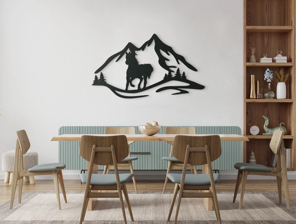 drevko 3D nálepka Klusajúci kôň Rozmer obrazu: 25,5 x 44,5 cm, Farba dekorácie: Čierna