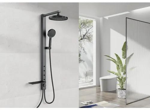 Sprchový systém bez batérie AVITAL Biala so 4 masážnymi tryskami matná čierna farba