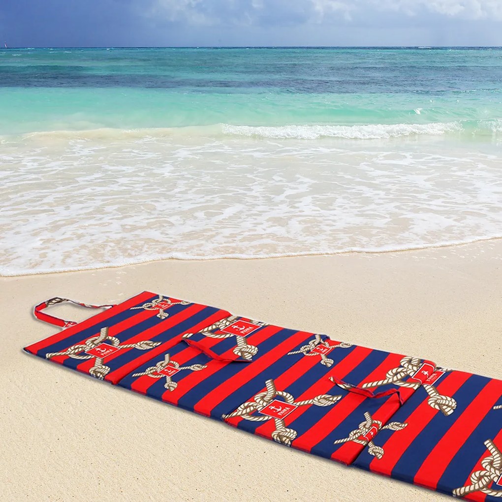 Plážové ležadlo LODNÉ LANO 137x49 cm, červené