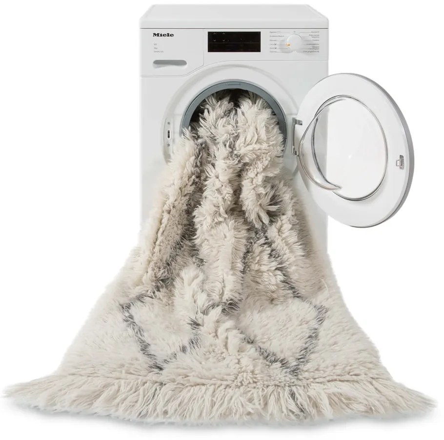 Krémový prateľný ručne tkaný vlnený koberec 80x140 cm Berber Soul – Lorena Canals