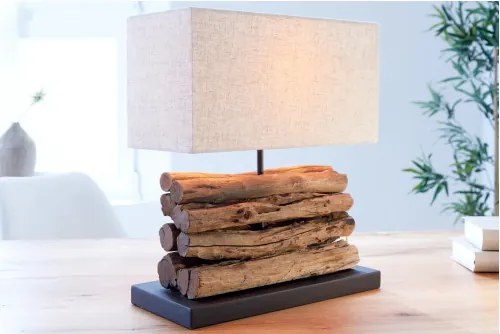 Stolová lampa 19477 Masív drevo/Bežová - Komfort-nábytok