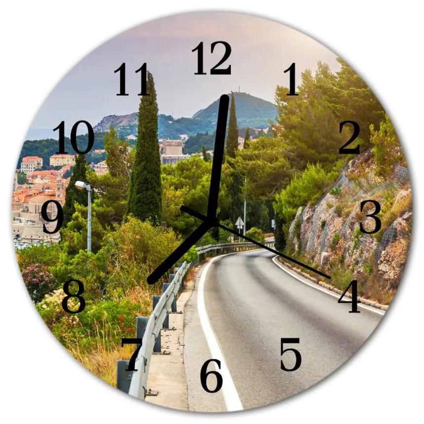 Nástenné sklenené hodiny Cesta k prírode fi 30 cm