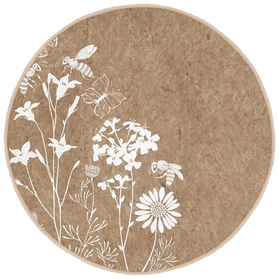 Svetlohnedý prateľný okrúhly koberec vhodný pre robotické vysávače ø 100 cm Comfort – Mila Home