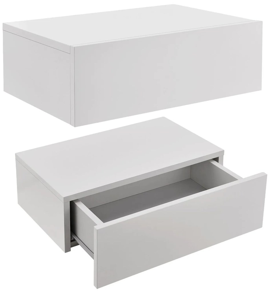 InternetovaZahrada Sada 2 závesných nočných stolíkov - biela