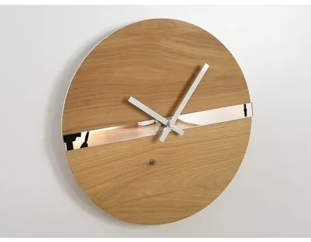Sammer Dubové nástenné hodiny so zrkadlovým pásom 33 cm PolowkaLustroWood