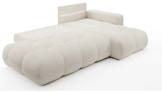 Rozkladacia rohová čalúnená sedacia súprava s úložným priestorom do L ALMADA pravá svetlá béžová