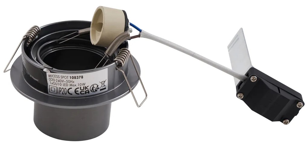 Sada 6 moderných zapustených bodových svietidiel Gunmetal GU10 50 mm okrúhlych naklápacích - Installa