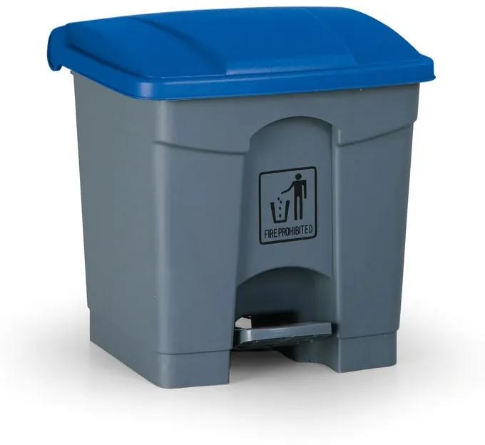 Pedálový viacúčelový odpadkový kôš na triedenie odpadu, 30 l, 350 x 400 x 340 mm, modrá
