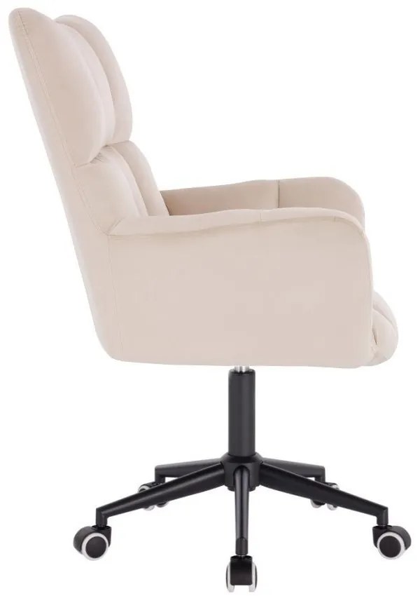 LuxuryForm DESIGN Kreslo AURORA VELUR na čiernej podstave s kolieskami - krémové