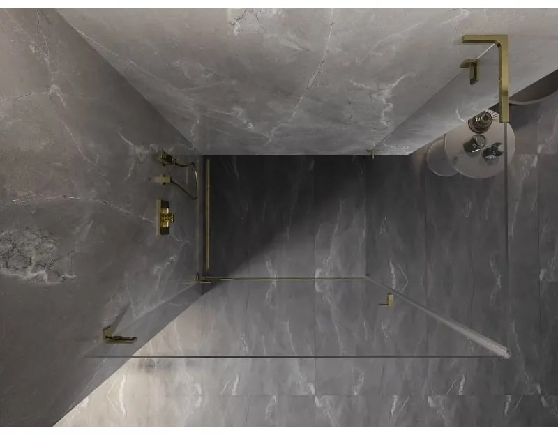 Mexen Lunar-B L, sklápací sprchový kút ľavý 90 x 80 cm, 8mm číre sklo, zlatý profil, 832L-090-080-50-00-L