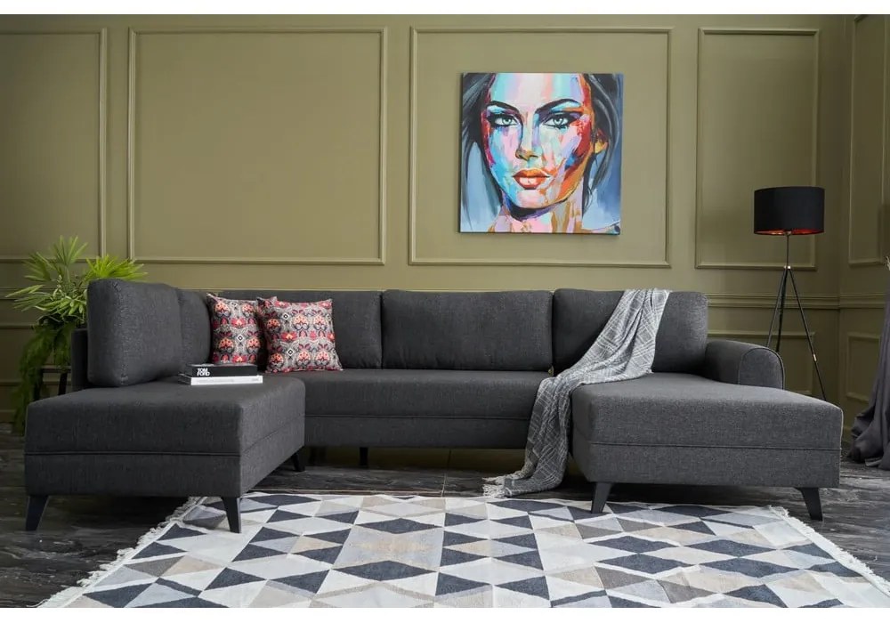 Antracitovosivá rohová pohovka (do tvaru "U") Belen – Balcab Home