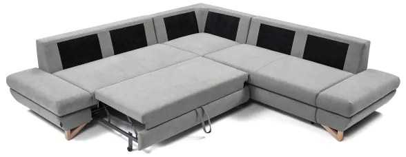 Rozkladacia rohová čalúnená sedacia súprava s úložným priestorom tvaru L AVESTA sivá