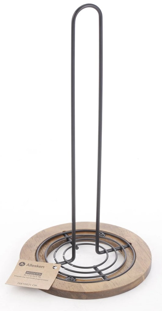 Držák na kuchyňské utěrky MODERN KITCHEN 15x31 cm černé/kaučukové dřevo