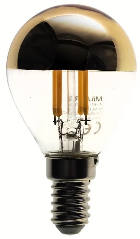 Dekoračná LED žiarovka so zrkadlovým vrchlíkom E14 teplá 2700k 4w 400 lm zlatá