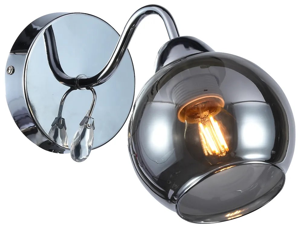 Nástenné svietidlo Connor, 1x grafitové sklenené tienidlo, ch