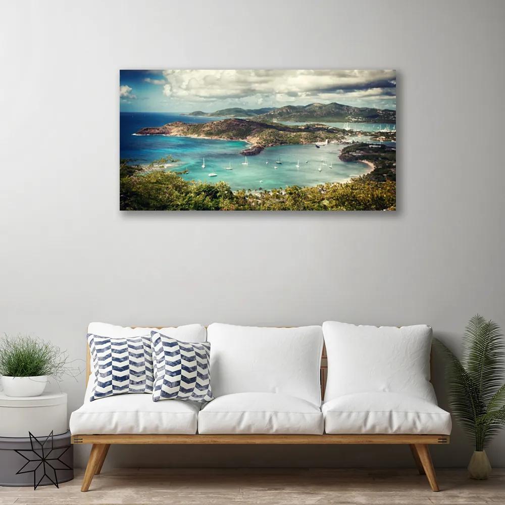 Obraz Canvas Záliv loďky krajina 125x50 cm