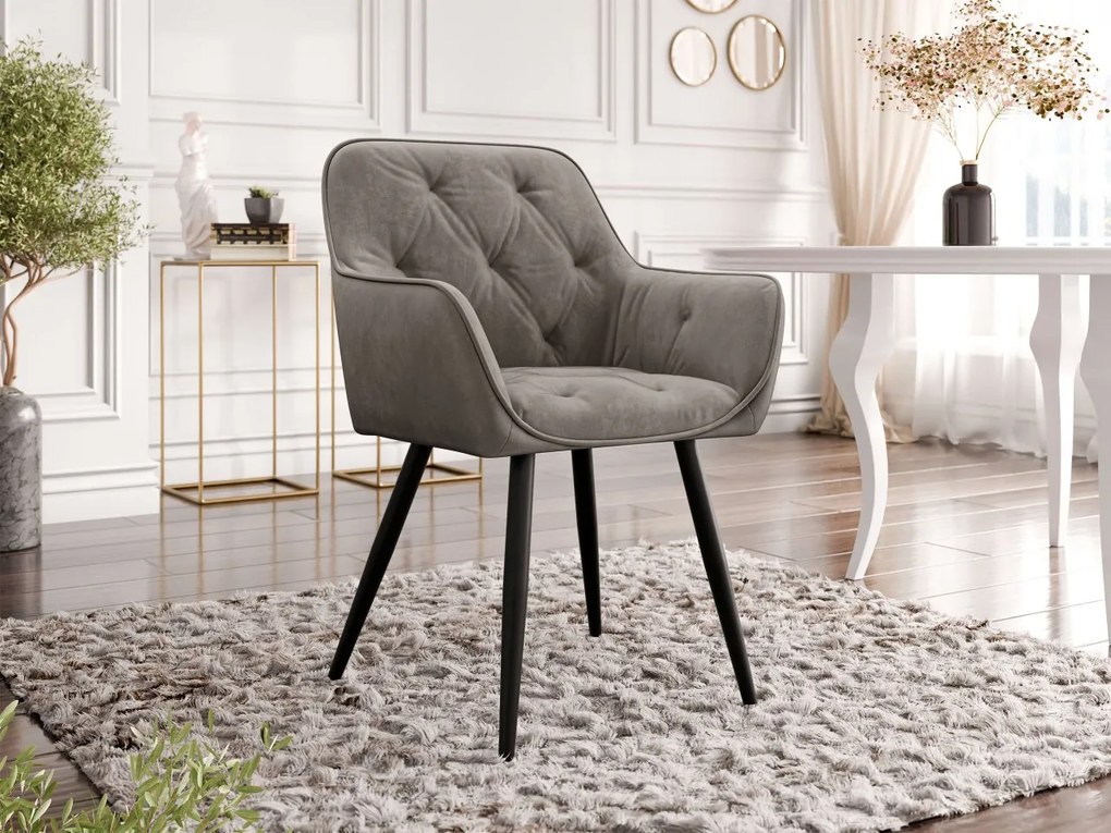 Zamatová jedálenská stolička Alonax, Dostupné poťahy: Magic Velvet 2250, Farby: čierna