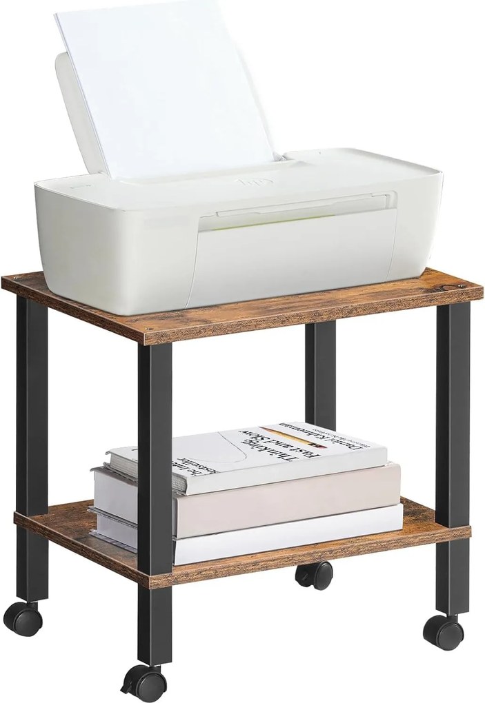 Pojízdný kancelářský regál Vasagle Pipewood 38 cm hnědý/černý