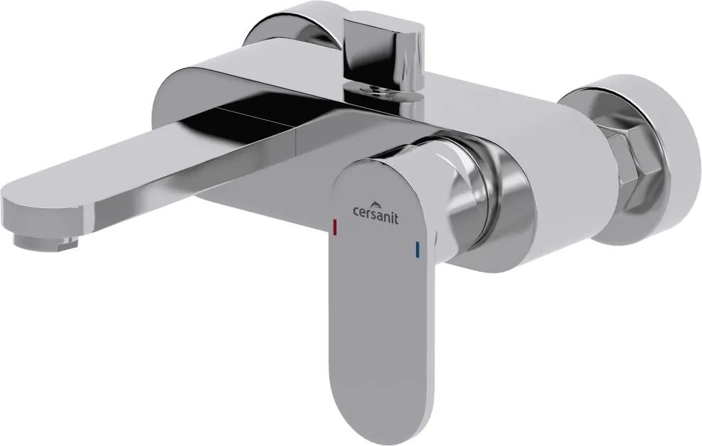 CERSANIT - Vaňová batéria so sprchou ELIO jednopáková, tříotvorová, nástenná, s pevným výtokovým ramienkom, s prepínačom, chróm (S951-007)