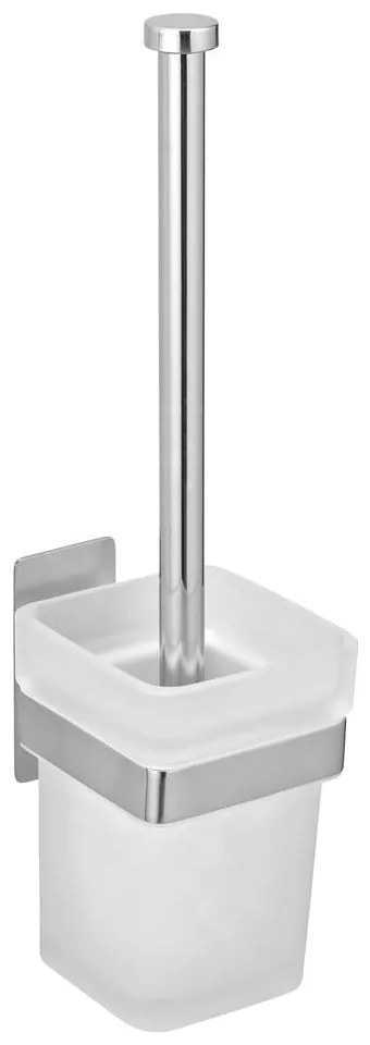 Samodržiaca sklenená WC kefa v lesklo striebornej farbe Genova – Wenko