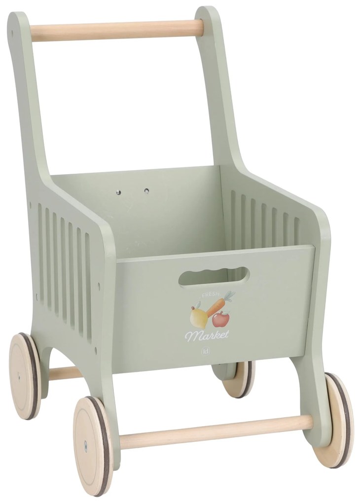 Nákupný vozík s doplnkami drevený