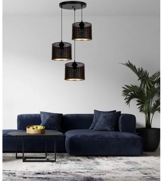 Luster na lanku ALDO 3xE27/60W/230V pr. 45 cm čierna