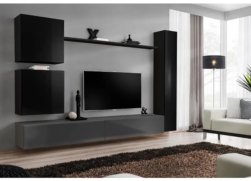 Obývacia stena Switch VIII Čierna/Grafit