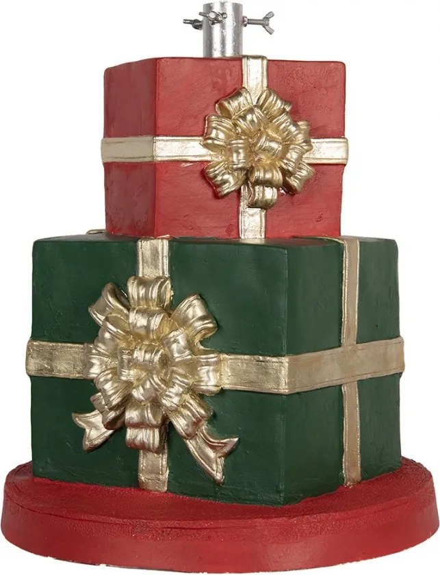 Červeno-zelený stojan na stromček v tvare darčekov Christmas Gift- Ø 44*54 cm