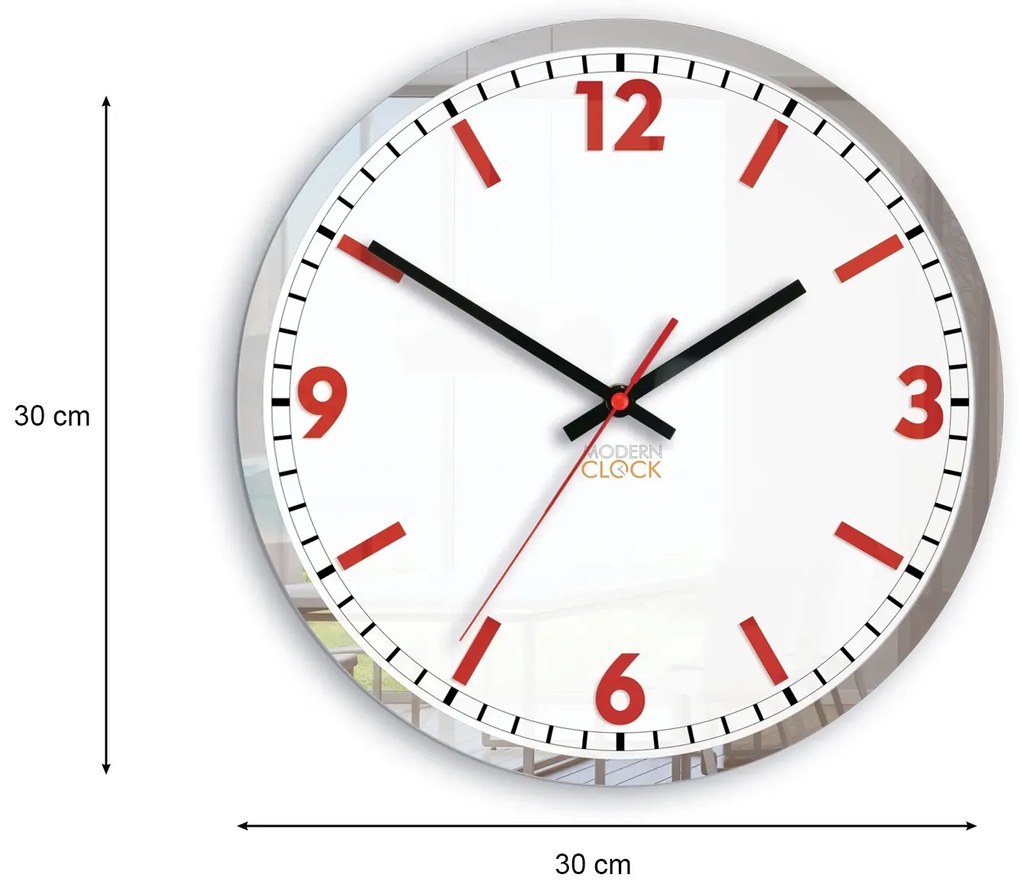 Nástenné hodiny solárne 30 cm červené