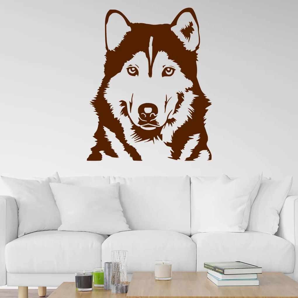 Veselá Stena Samolepka Husky Farba: bílá, Veľkosť: 100 x 81 cm