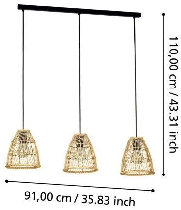 Eglo 43867 - Luster na lanku AYESGARTH 3xE27/40W/230V