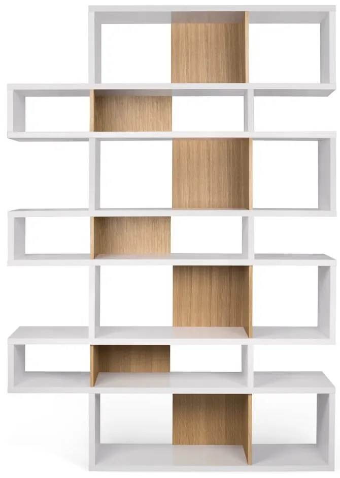 Biela knižnica so svetlohnedými detailmi TemaHome London, výška 220 cm