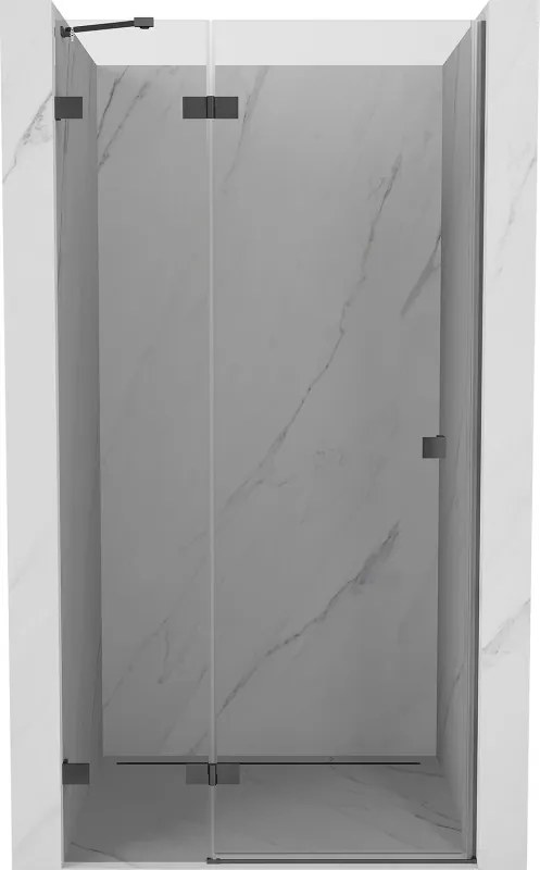 Mexen Lunar, ľavé otočné sprchové dvere 120 cm, 8mm číre sklo, grafitový profil, 834-120-000-95-00-L