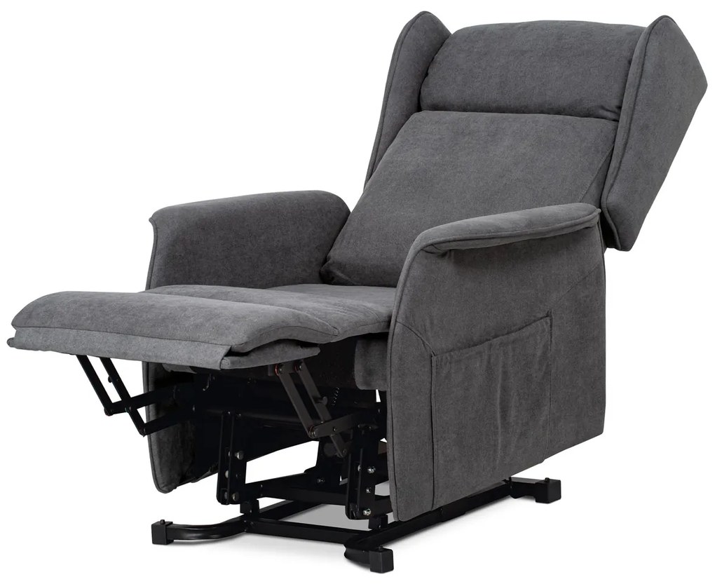 Autronic - TV a relaxačné kreslo "ušiak", elektrické polohovanie, 1 motor 230V/29V, poťah sivá látka - TV-1190 GREY2