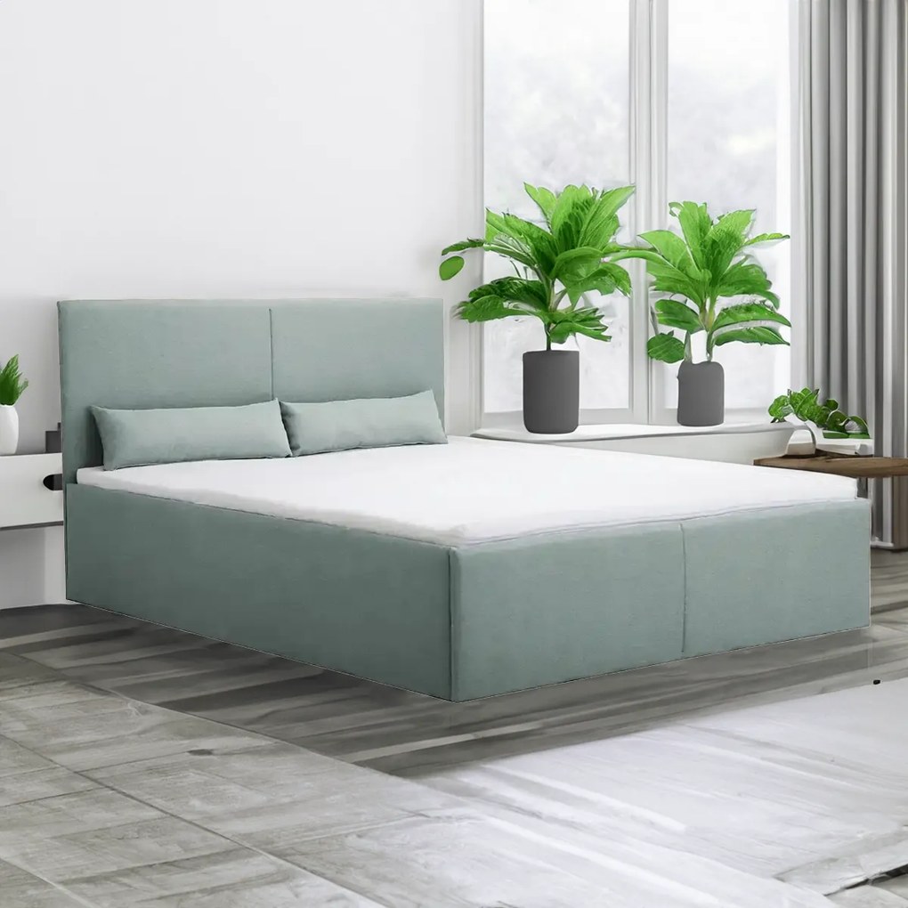 Čalúnená posteľ s úložným priestorom a matracom KARL 140 x 200 cm Mäta